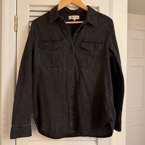 Madewell Black Denim Button-Down, Size M
